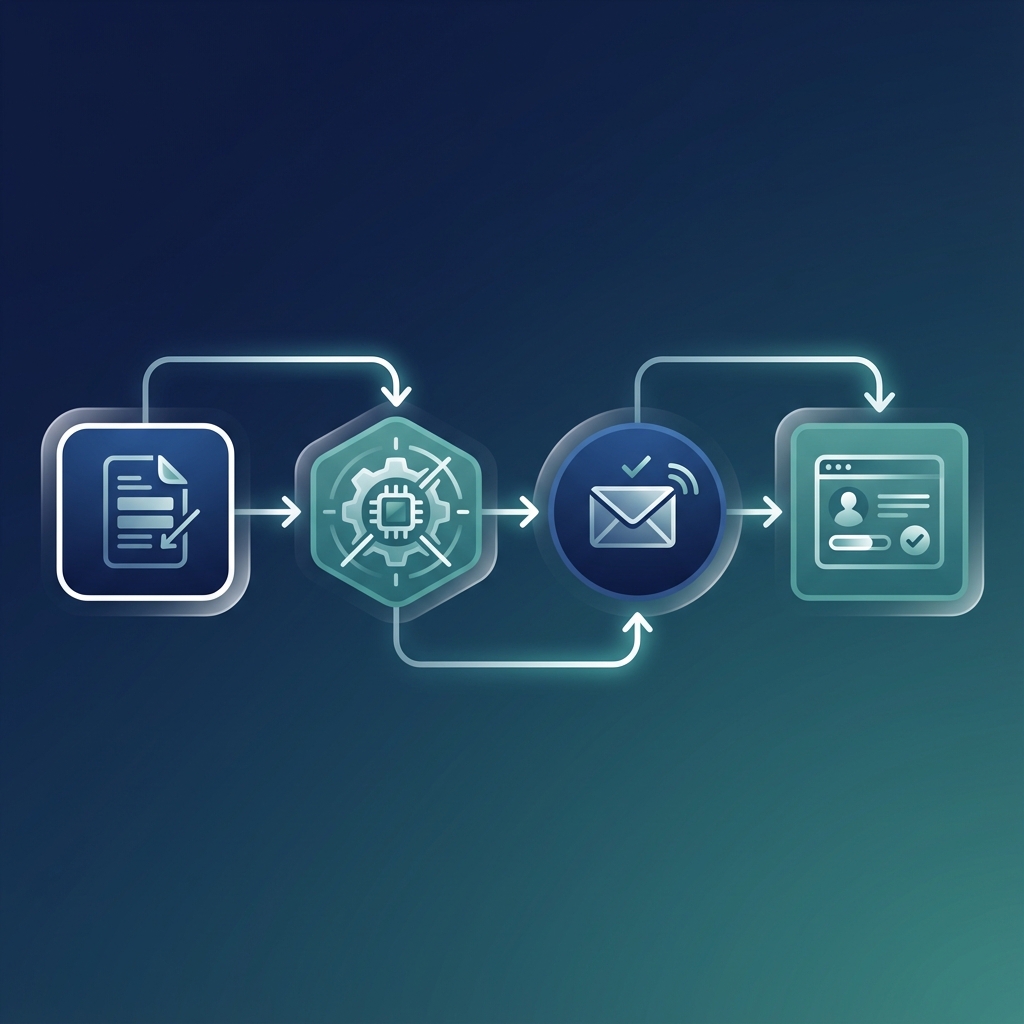 n8n recruitment automation workflow diagram showing application, screening, and notification flow